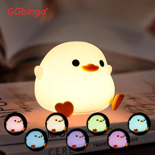 Rechargeable Night Light LED Cartoon Animal Silicone Lamp for Kids Touch Sensor Timer USB Children'S Room Dec